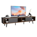 Meuble TV moderne Bestier du milieu du siècle pour téléviseur de 80 pouces, meuble de divertissement de 70 pouces avec portes coulissantes pour salon, Noyer