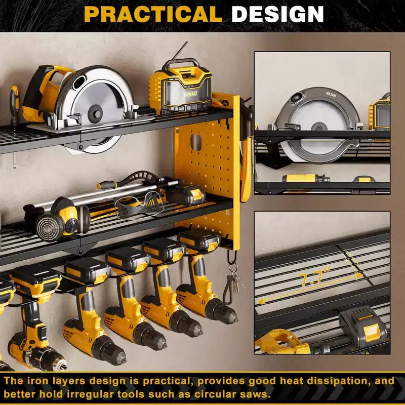 Étagère de rangement robuste pour outils électriques Hausource à 3 niveaux, jaune