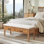 Banc de rangement rembourré Subrtex avec pieds en bois massif