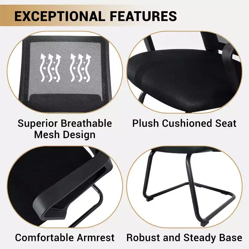 Chaise d'appoint en maille Home Imports Emporium - Siège de réception ergonomique pour bureau ou hall d'entrée - Lot de 2/4/6/8