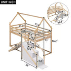 Lit superposé pour enfants Whisen avec toboggan, escalier et rangement - Pin massif et MDF, amusant et peu encombrant