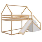 Lit superposé pour enfants Whisen avec toboggan, escalier et rangement - Pin massif et MDF, amusant et peu encombrant
