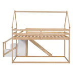 Lit superposé pour enfants Whisen avec toboggan, escalier et rangement - Pin massif et MDF, amusant et peu encombrant