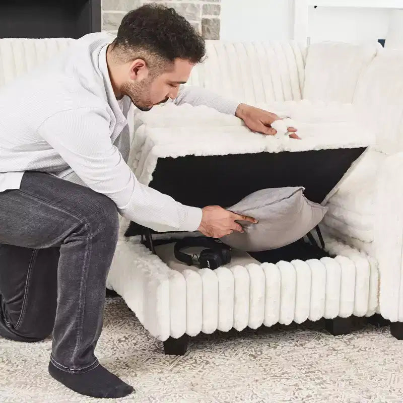Belffin Pouf en Velours Côtelé avec Rangement, Pouf pour Canapé Modulaire Sectionnel