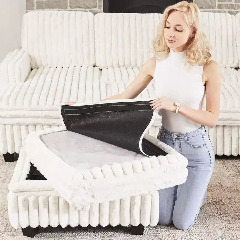 Belffin Pouf en Velours Côtelé avec Rangement, Pouf pour Canapé Modulaire Sectionnel