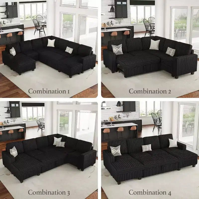 Belffin Pouf en Velours Côtelé avec Rangement, Pouf pour Canapé Modulaire Sectionnel