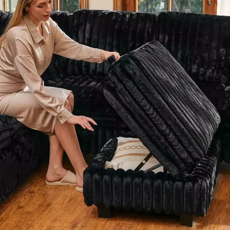 Belffin Pouf en Velours Côtelé avec Rangement, Pouf pour Canapé Modulaire Sectionnel