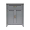 Teamson Home Mercer Wooden Bathroom Furniture, Floor Storage Cabinet with Drawer, Grey