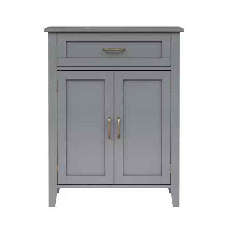 Teamson Home Mercer Wooden Bathroom Furniture, Floor Storage Cabinet with Drawer, Grey