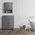 Meuble de salle de bain en bois Teamson Home Mercer, meuble de rangement au sol avec tiroir, gris