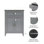 Meuble de salle de bain en bois Teamson Home Mercer, meuble de rangement au sol avec tiroir, gris
