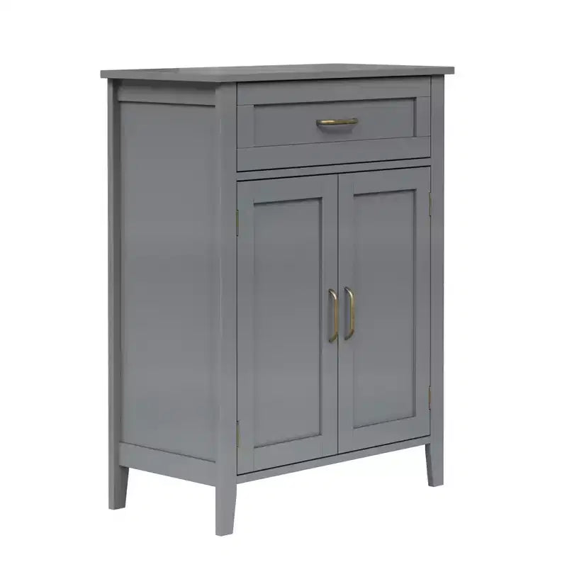 Meuble de salle de bain en bois Teamson Home Mercer, meuble de rangement au sol avec tiroir, gris