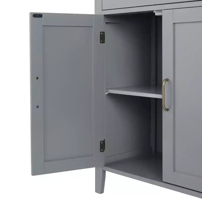 Meuble de salle de bain en bois Teamson Home Mercer, meuble de rangement au sol avec tiroir, gris