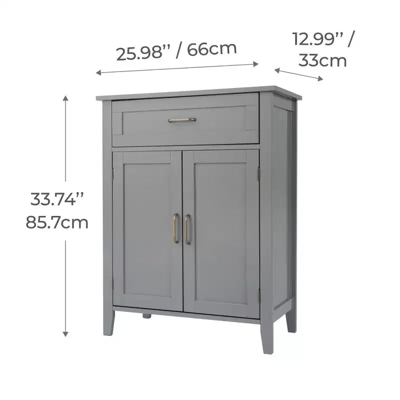 Meuble de salle de bain en bois Teamson Home Mercer, meuble de rangement au sol avec tiroir, gris