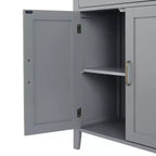 Meuble de salle de bain en bois Teamson Home Mercer, meuble de rangement au sol avec tiroir, gris