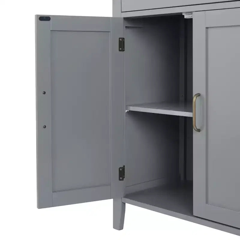 Meuble de salle de bain en bois Teamson Home Mercer, meuble de rangement au sol avec tiroir, gris