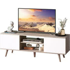 Meuble TV DEXYLLO pour téléviseur de 55/60 pouces, Meuble de divertissement bohème avec rangements, Console TV pour décoration de salon