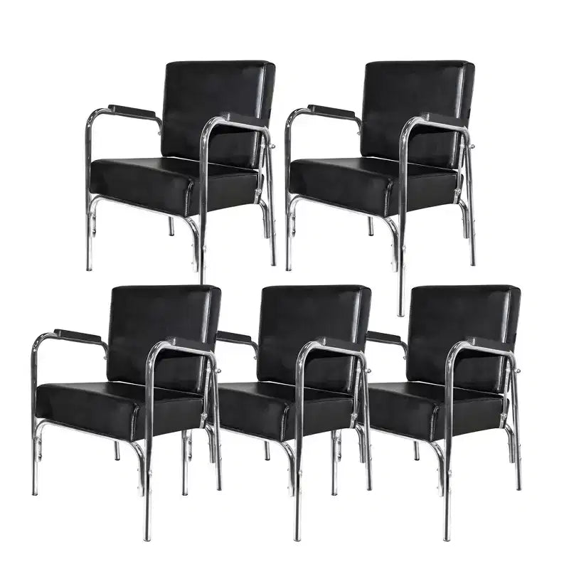 PureSana 5 Pack Chromium Ella Professional Auto Reclining Shampoo Chair with Washable Vinyl, High Density Foam Cushions, and Stainless Steel Frame