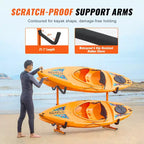 Support de rangement autoportant pour kayak VEVOR, support pour kayak/canoë/planche à pagaie 4 places avec bras rembourrés et largeur réglable, charge maximale de 100 kg