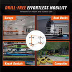Support de rangement autoportant pour kayak VEVOR, support pour kayak/canoë/planche à pagaie 4 places avec bras rembourrés et largeur réglable, charge maximale de 100 kg