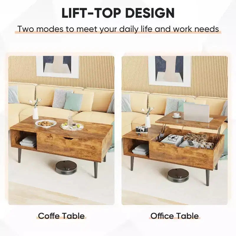 Table basse MAYEERTY - Table élévatrice avec rangement pour salon