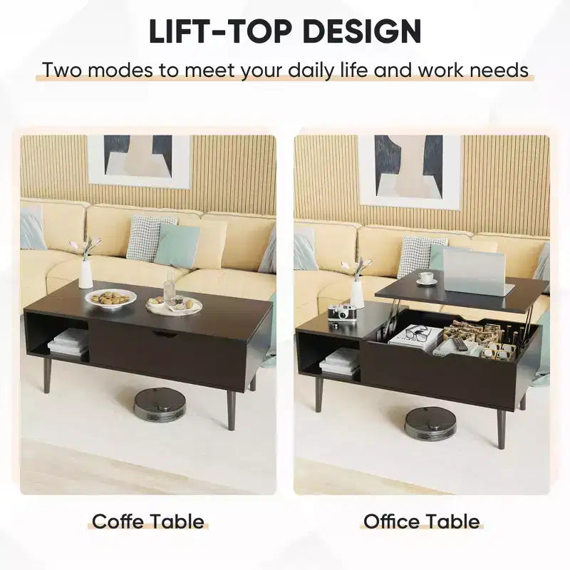 Table basse MAYEERTY - Table élévatrice avec rangement pour salon