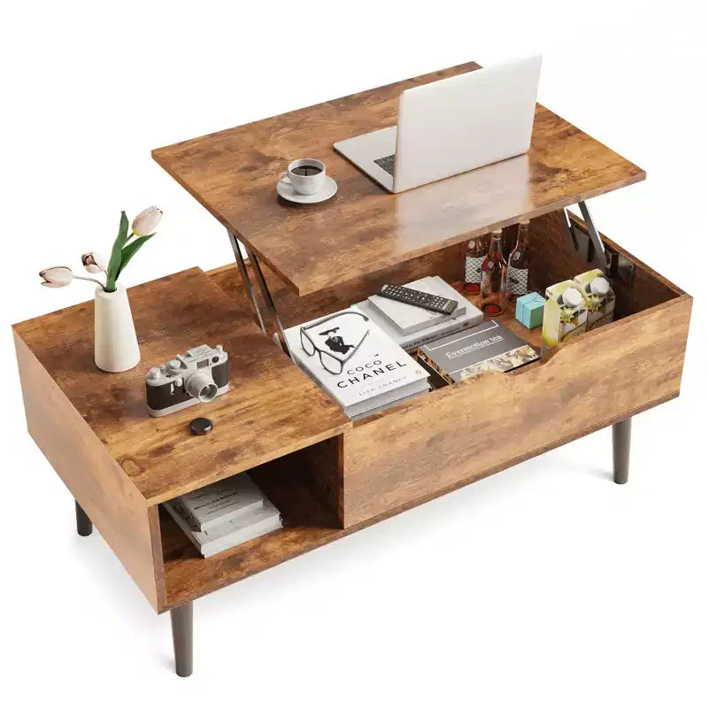 Table basse MAYEERTY - Table élévatrice avec rangement pour salon