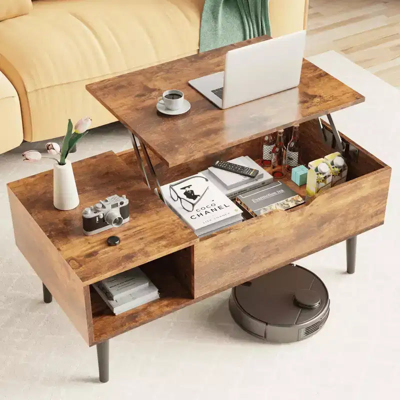 Table basse MAYEERTY - Table élévatrice avec rangement pour salon