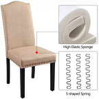 Yaheetech Lot de 4 Chaises de Salle à Manger Rembourrées en Tissu avec Bordure Cloutée