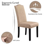 Yaheetech Lot de 4 Chaises de Salle à Manger Rembourrées en Tissu avec Bordure Cloutée