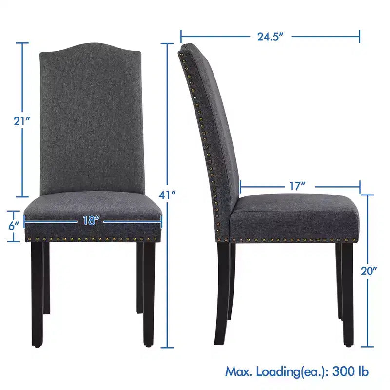 Yaheetech Lot de 4 Chaises de Salle à Manger Rembourrées en Tissu avec Bordure Cloutée