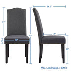 Yaheetech Lot de 4 Chaises de Salle à Manger Rembourrées en Tissu avec Bordure Cloutée