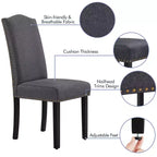 Yaheetech Lot de 4 Chaises de Salle à Manger Rembourrées en Tissu avec Bordure Cloutée