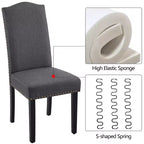 Yaheetech Lot de 4 Chaises de Salle à Manger Rembourrées en Tissu avec Bordure Cloutée