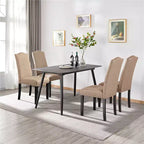 Yaheetech Lot de 4 Chaises de Salle à Manger Rembourrées en Tissu avec Bordure Cloutée