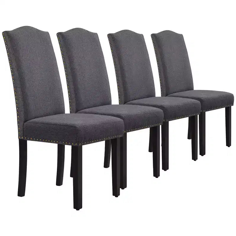Yaheetech Set of 4 Fabric Upholstered Dining Chairs with Nailhead Trim