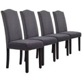 Yaheetech Set of 4 Fabric Upholstered Dining Chairs with Nailhead Trim
