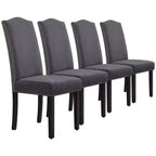 Yaheetech Set of 4 Fabric Upholstered Dining Chairs with Nailhead Trim