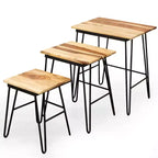 GDFStudio Bruno Lot de 3 Tables d'Appoint Gigognes Rectangulaires avec Plateau Bicolore