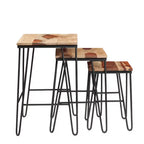 GDFStudio Bruno Lot de 3 Tables d'Appoint Gigognes Rectangulaires avec Plateau Bicolore