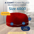Pouf géant Ultimate Sack 6 pi, chaise longue confortable d'intérieur, suède rouge