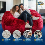 Pouf géant Ultimate Sack 6 pi, chaise longue confortable d'intérieur, suède rouge