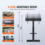 Support TV VEVOR, Support TV sur pied pivotant pour téléviseurs de 32 à 85 pouces, Support TV portable réglable en hauteur avec base en verre trempé