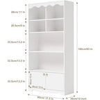 Bibliothèque en bois à 5 niveaux, 63 pouces de haut, meuble de rangement, bibliothèque autoportante, bureau à domicile, salle d'étude, cuisine