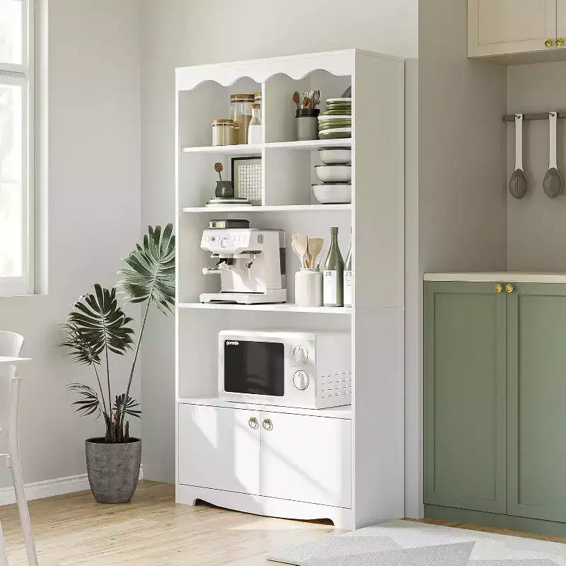 Bibliothèque en bois à 5 niveaux, 63 pouces de haut, meuble de rangement, bibliothèque autoportante, bureau à domicile, salle d'étude, cuisine