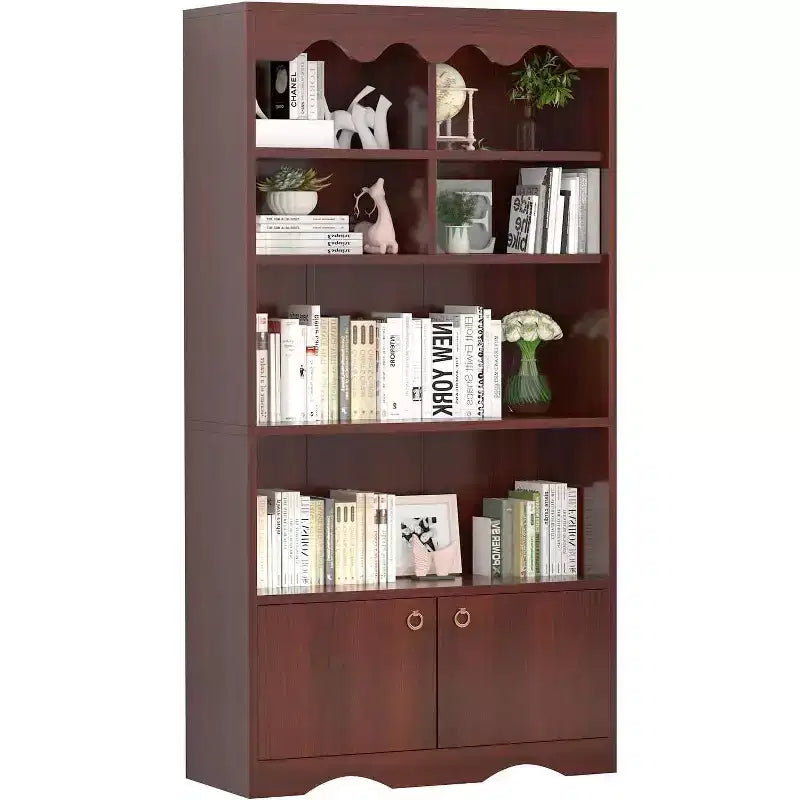 Bibliothèque en bois à 5 niveaux, 63 pouces de haut, meuble de rangement, bibliothèque autoportante, bureau à domicile, salle d'étude, cuisine