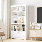 Bibliothèque en bois à 5 niveaux, 63 pouces de haut, meuble de rangement, bibliothèque autoportante, bureau à domicile, salle d'étude, cuisine