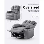 Fauteuil inclinable manuel en cuir PU - 26,8 po Design ergonomique avec porte-gobelets et rangement, pour cinéma maison, salon