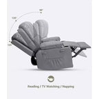Fauteuil inclinable manuel en cuir PU - 26,8 po Design ergonomique avec porte-gobelets et rangement, pour cinéma maison, salon