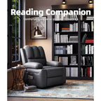 Fauteuil inclinable manuel en cuir PU - 26,8 po Design ergonomique avec porte-gobelets et rangement, pour cinéma maison, salon